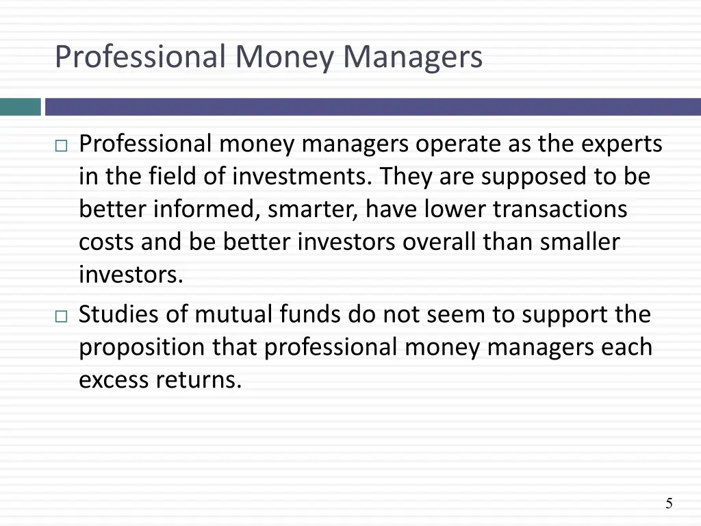 professional money managers
