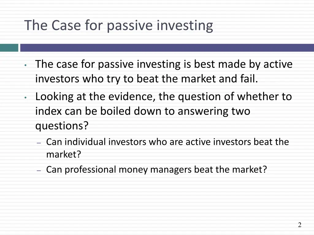 the case for passive investing