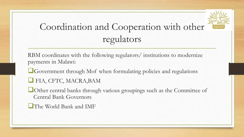 coordination and cooperation with other regulators