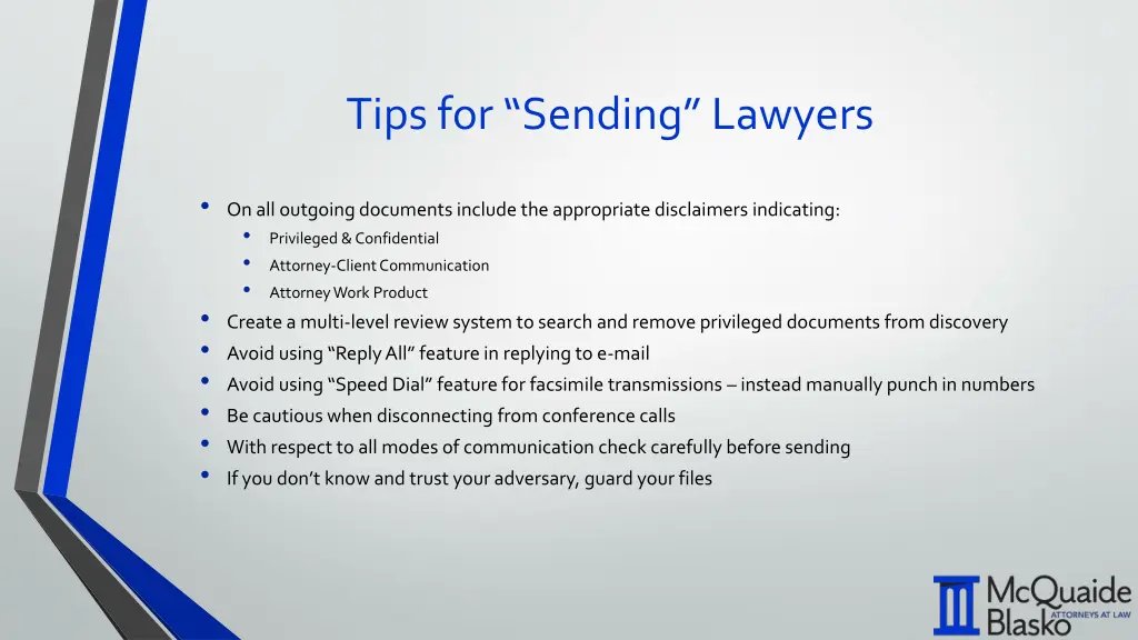 tips for sending lawyers