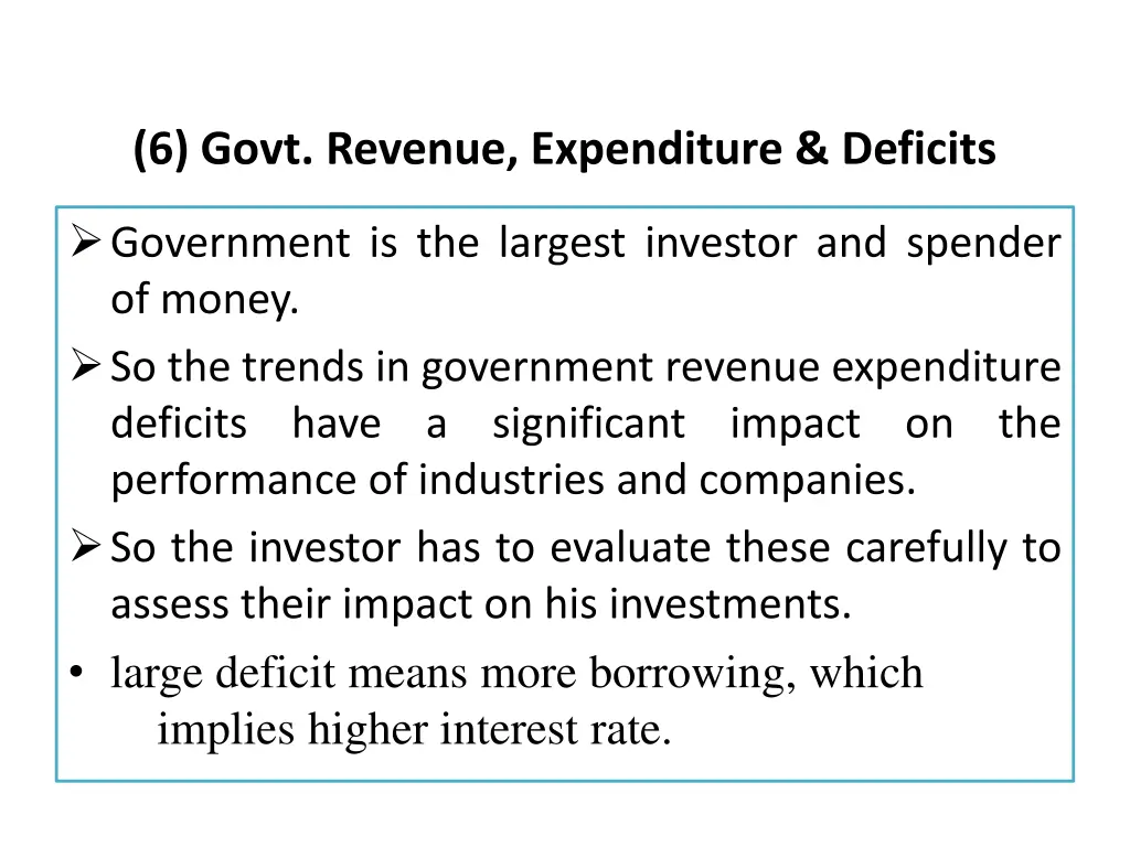 6 govt revenue expenditure deficits