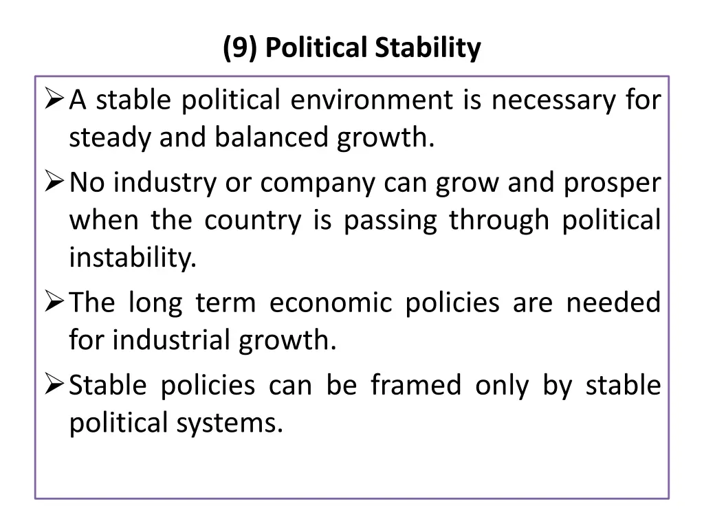 9 political stability