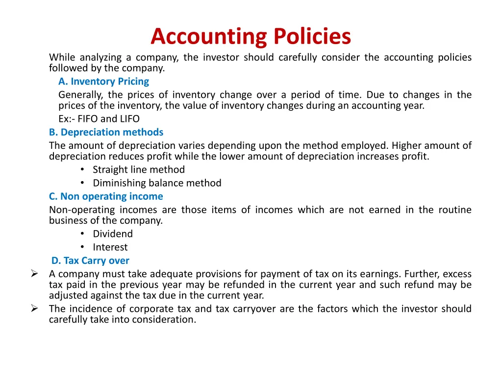 accounting policies