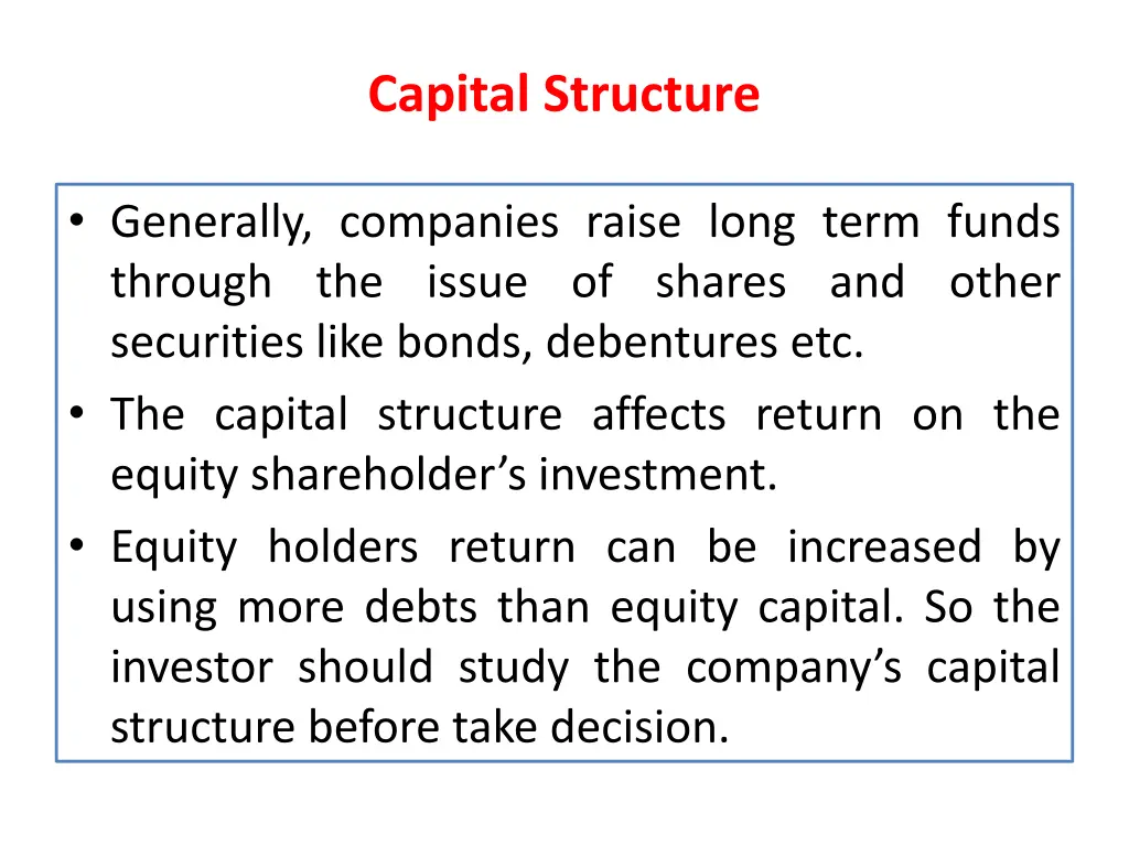 capital structure