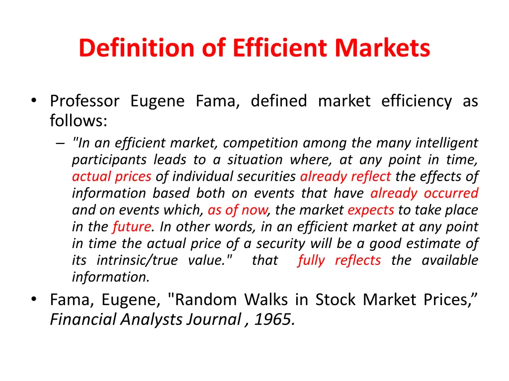 definition of efficient markets