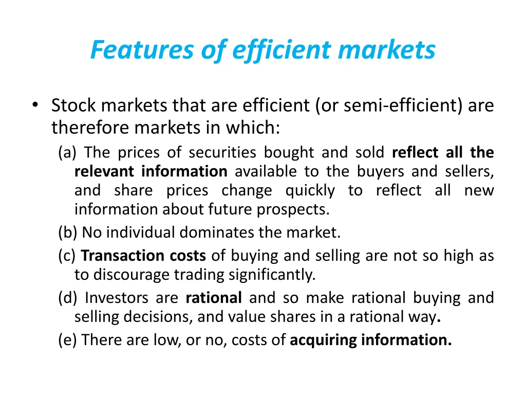 features of efficient markets