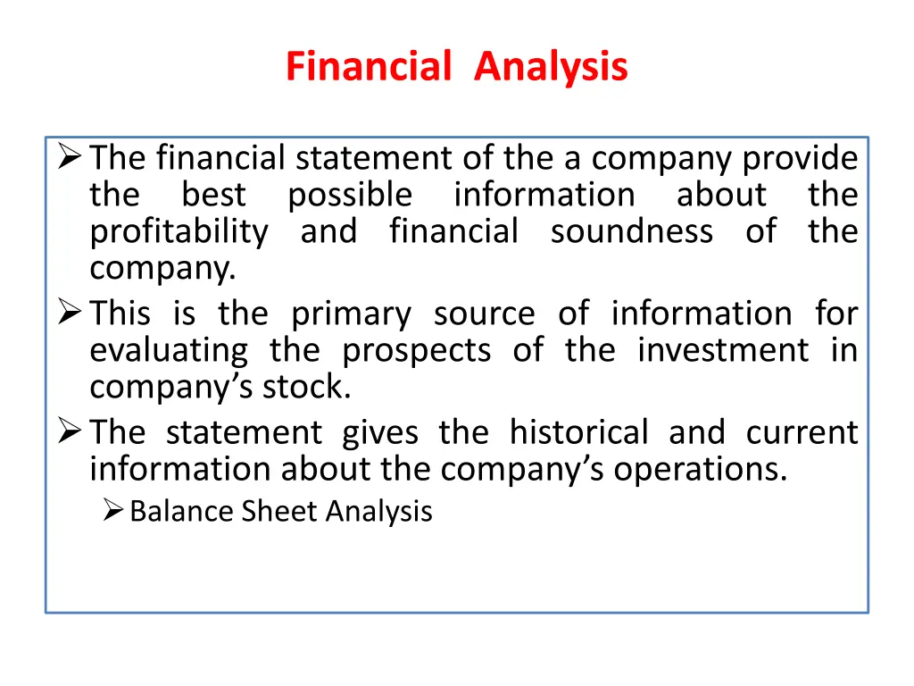 financial analysis