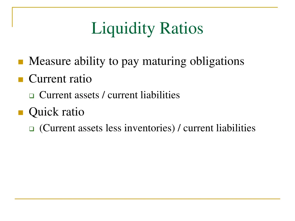 liquidity ratios