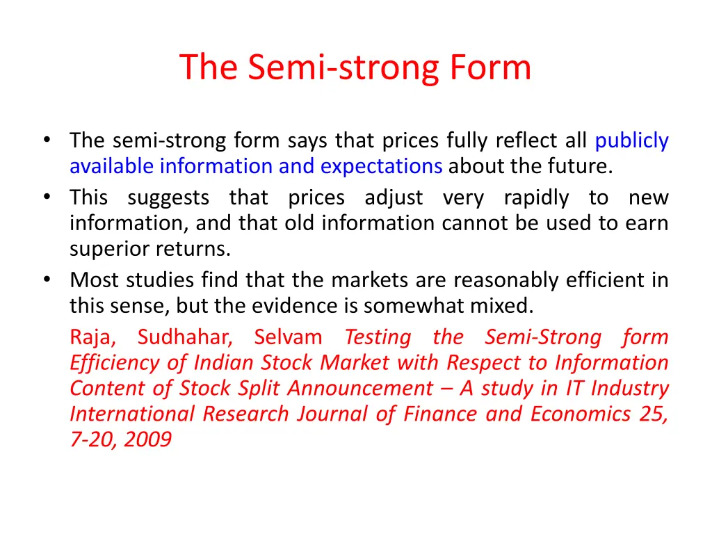 the semi strong form