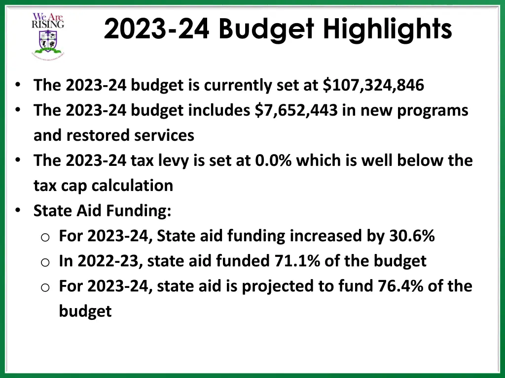 2023 24 budget highlights