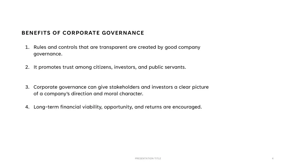 benefits of corporate governance