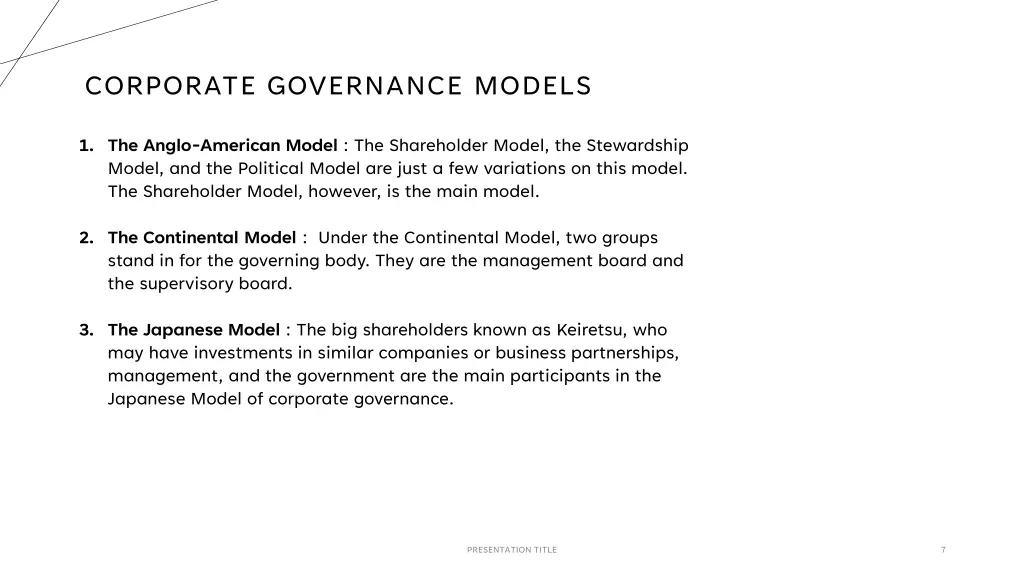 corporate governance models