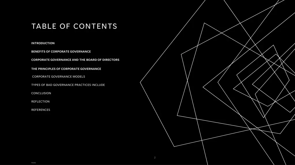 table of contents