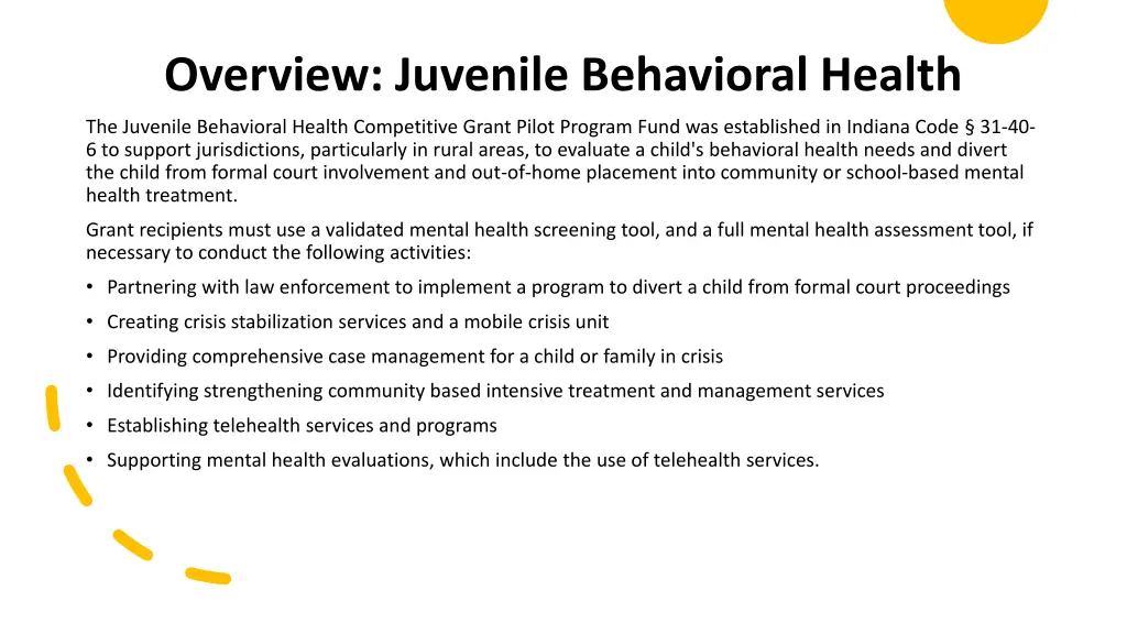 overview juvenile behavioral health