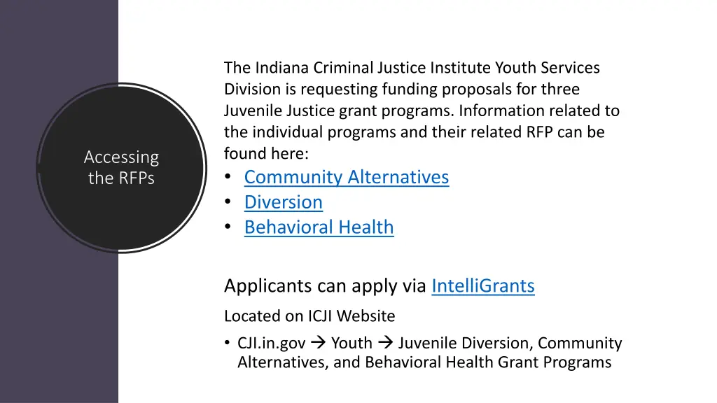 the indiana criminal justice institute youth