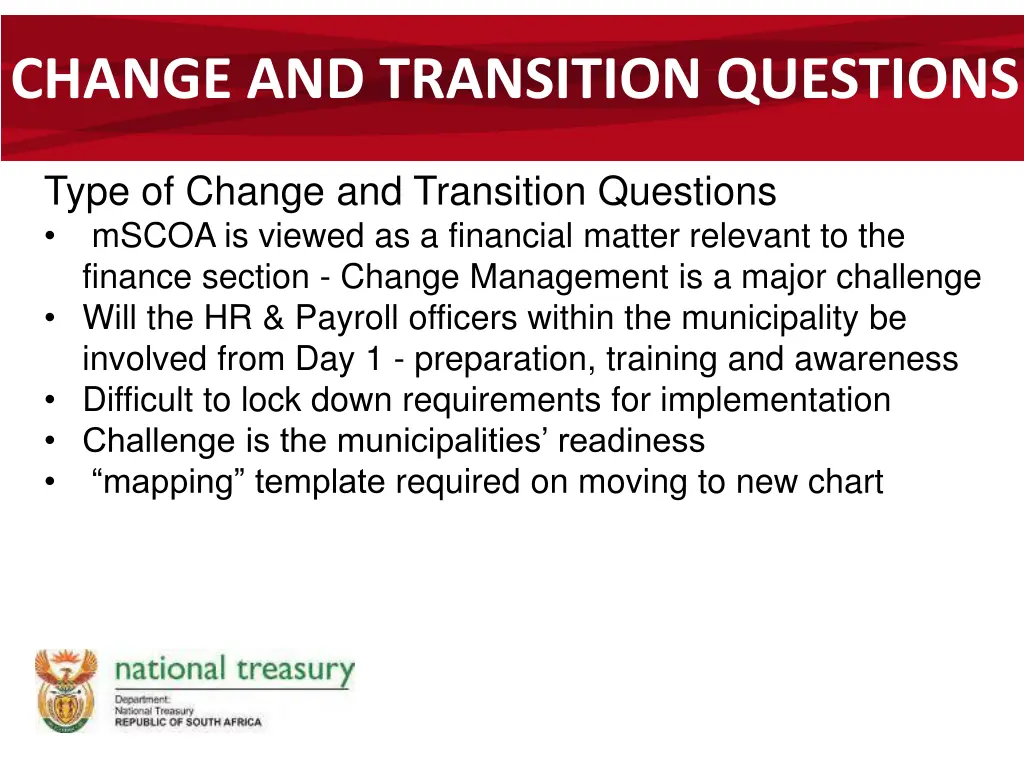 change and transition questions