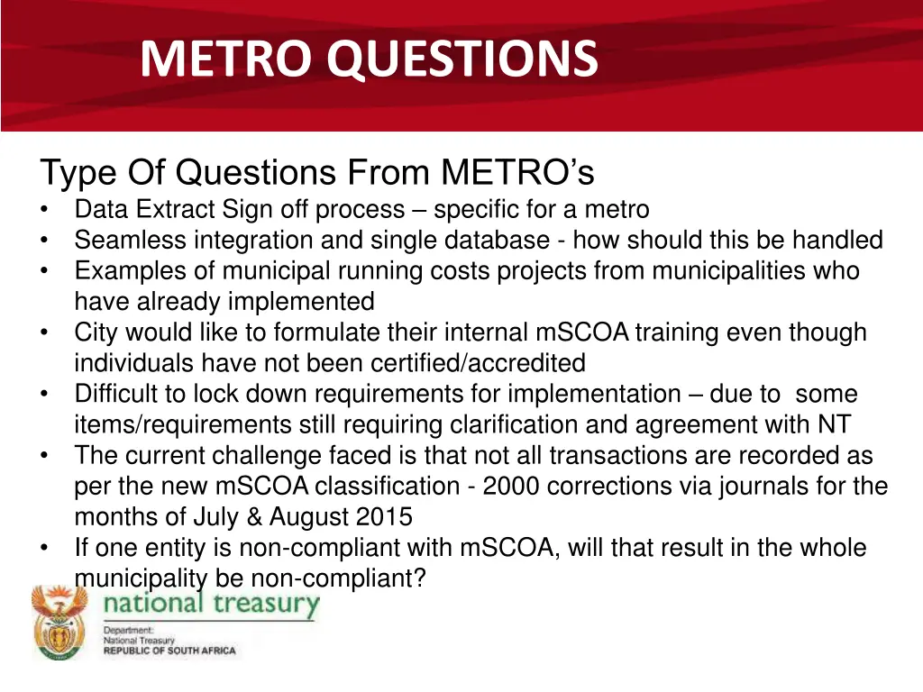 metro questions