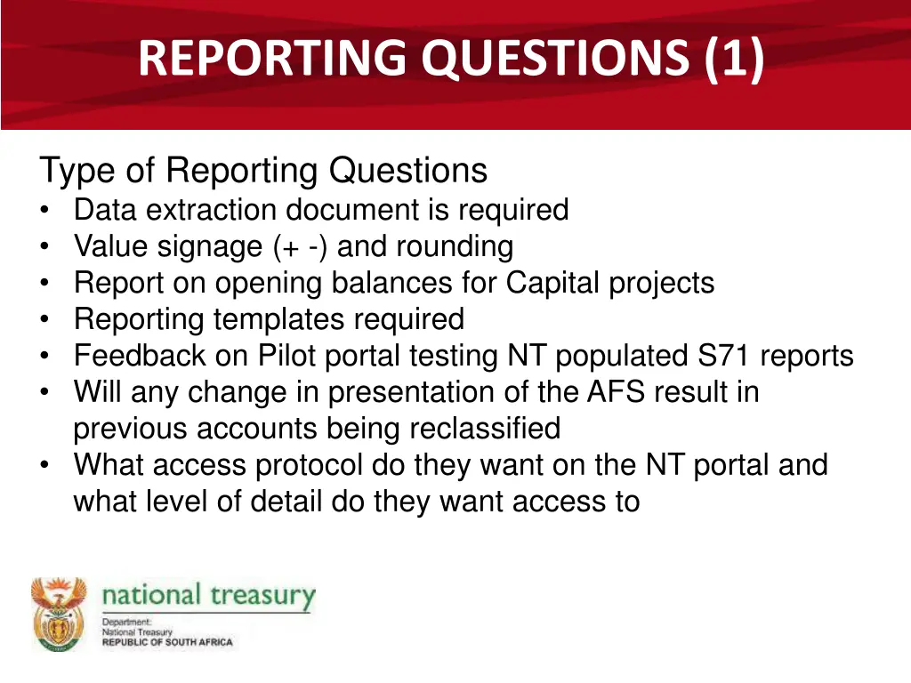 reporting questions 1