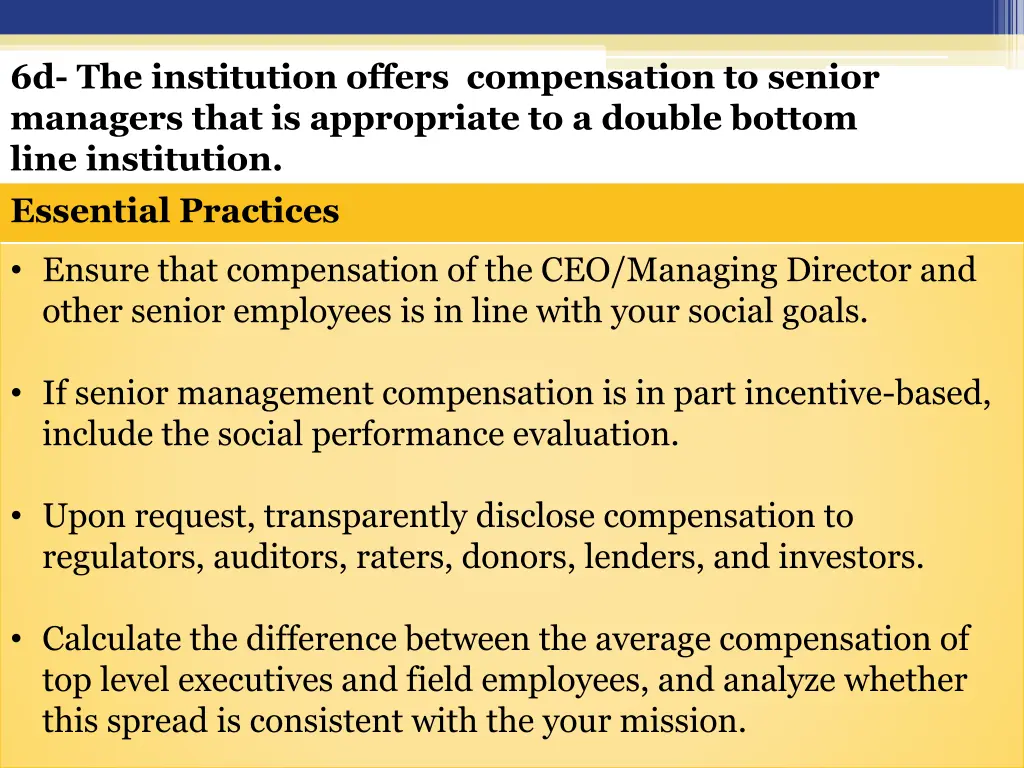 6d the institution offers compensation to senior