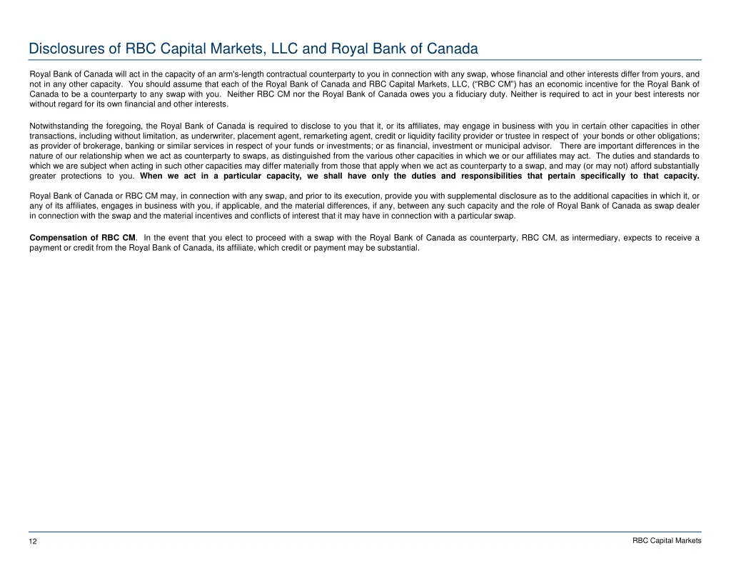disclosures of rbc capital markets llc and royal