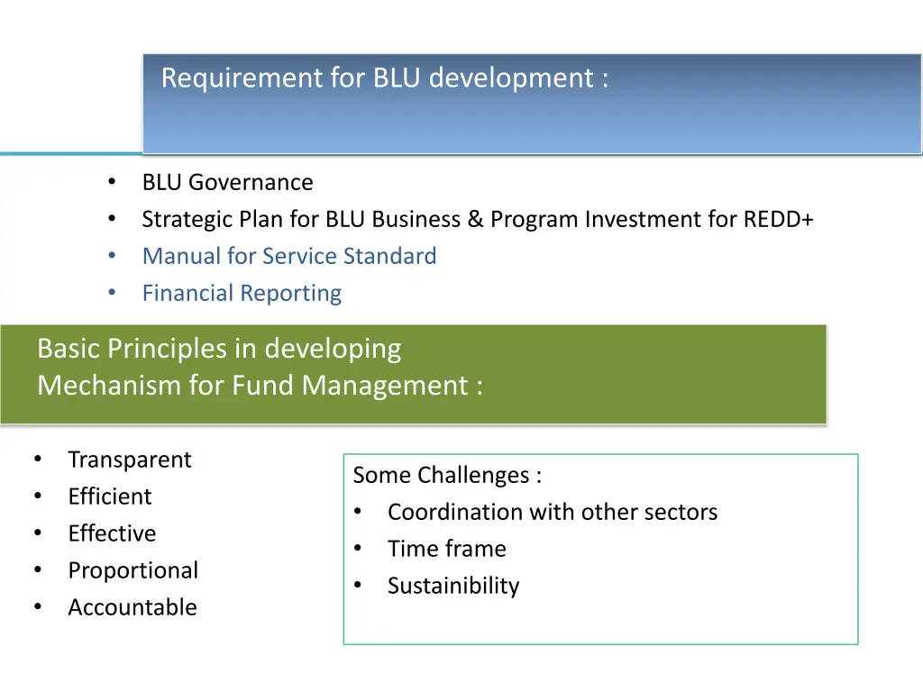 requirement for blu development