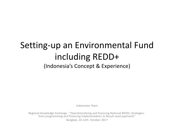 setting up an environmental fund including redd