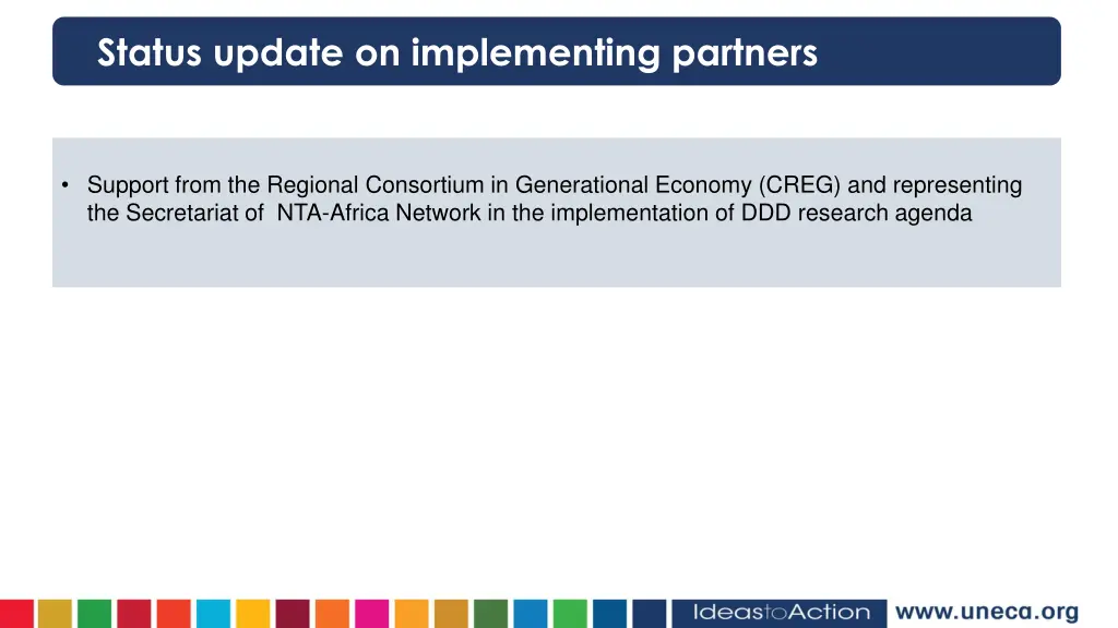 status update on implementing partners
