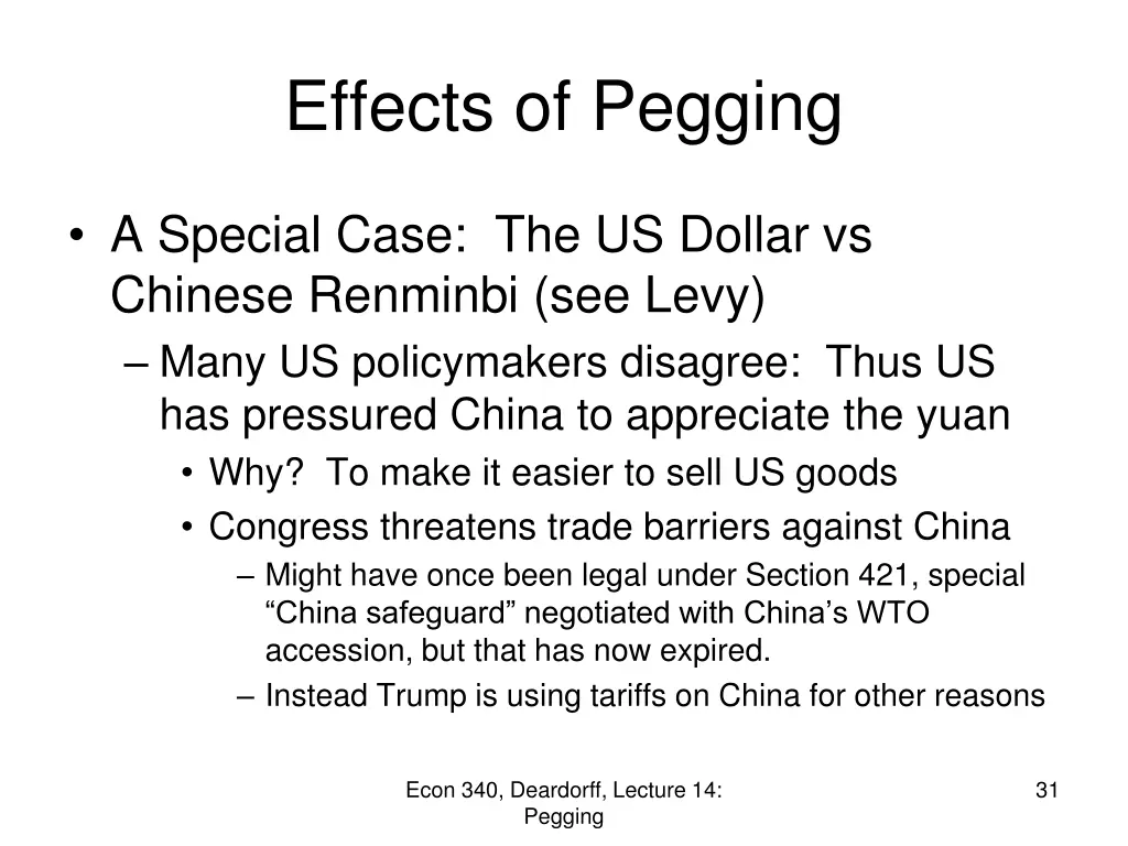 effects of pegging 10