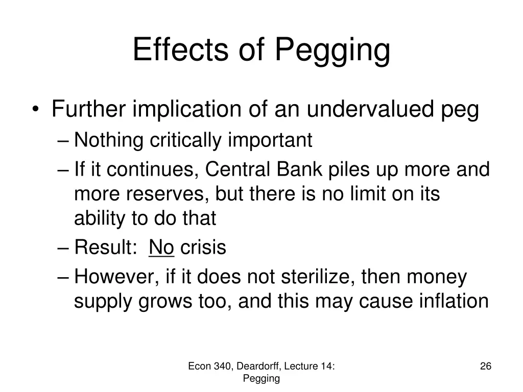 effects of pegging 5