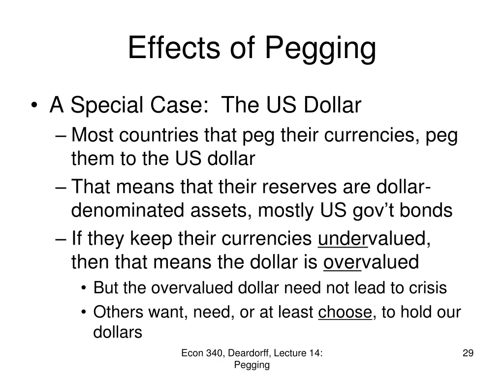 effects of pegging 8