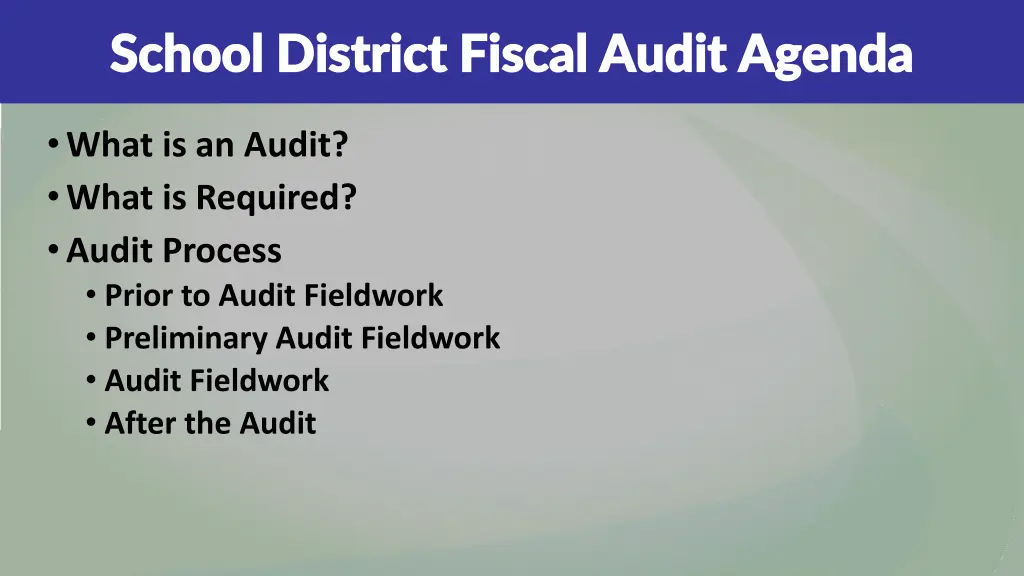 school district fiscal audit agenda school