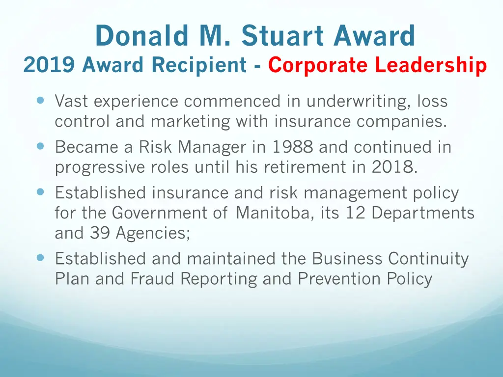 donald m stuart award 2019 award recipient