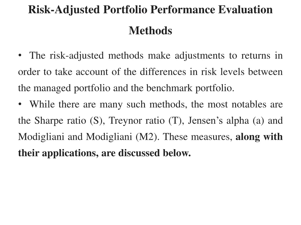 risk adjusted portfolio performance evaluation