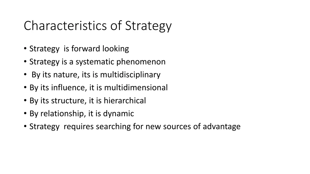 characteristics of strategy