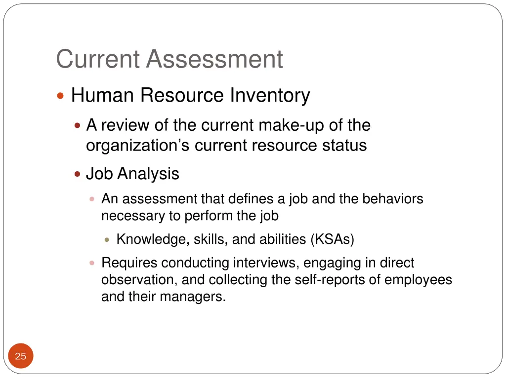 current assessment