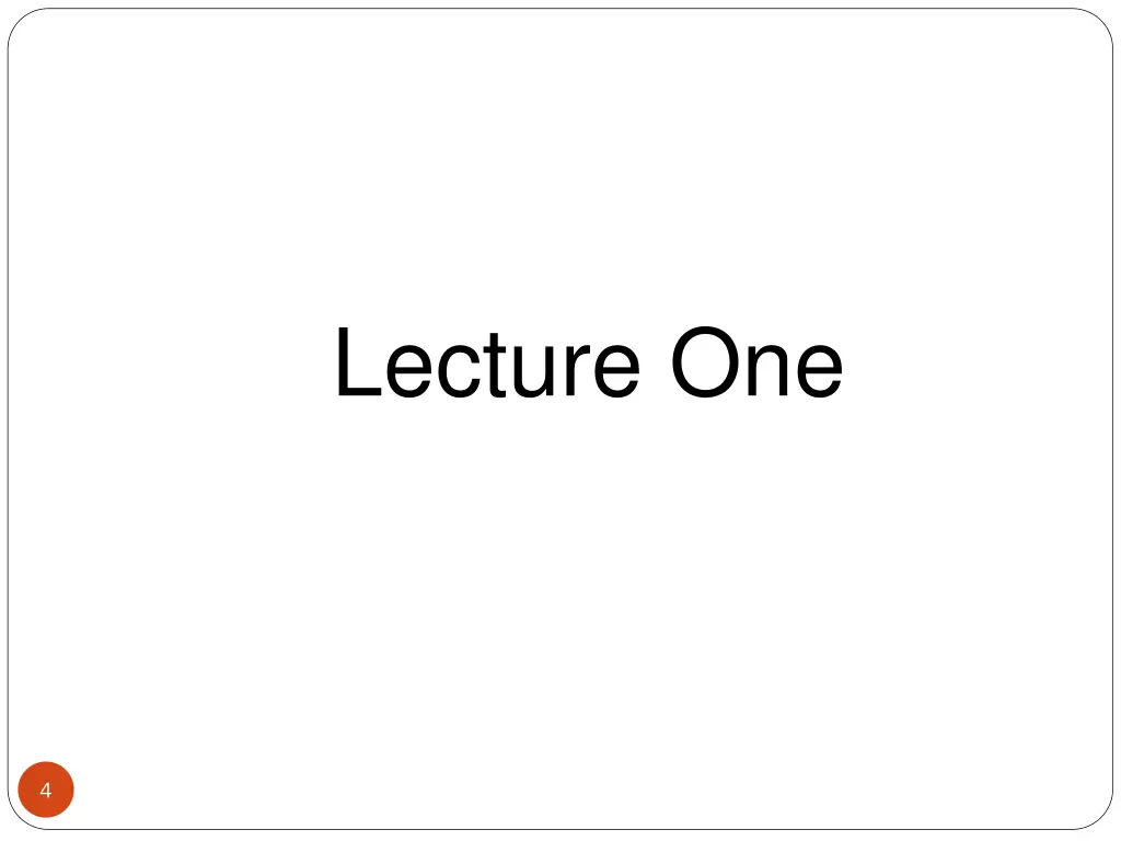 lecture one