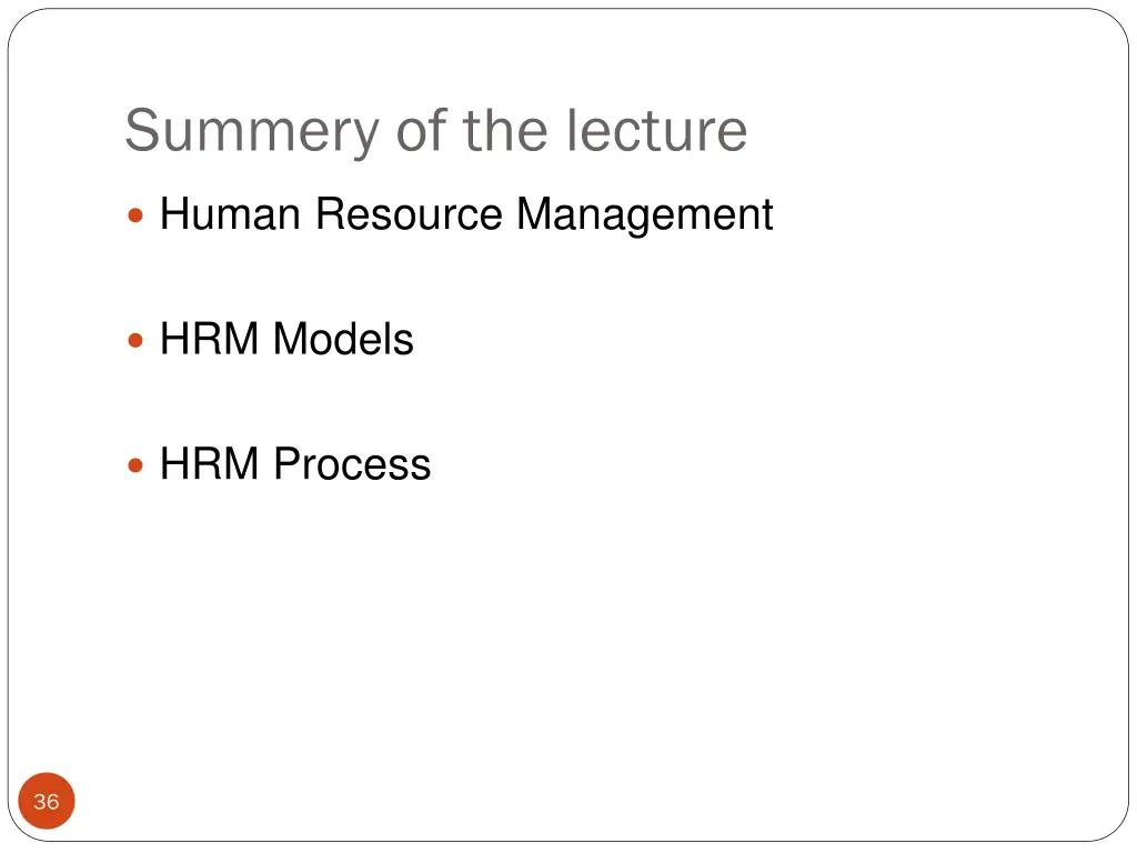 summery of the lecture