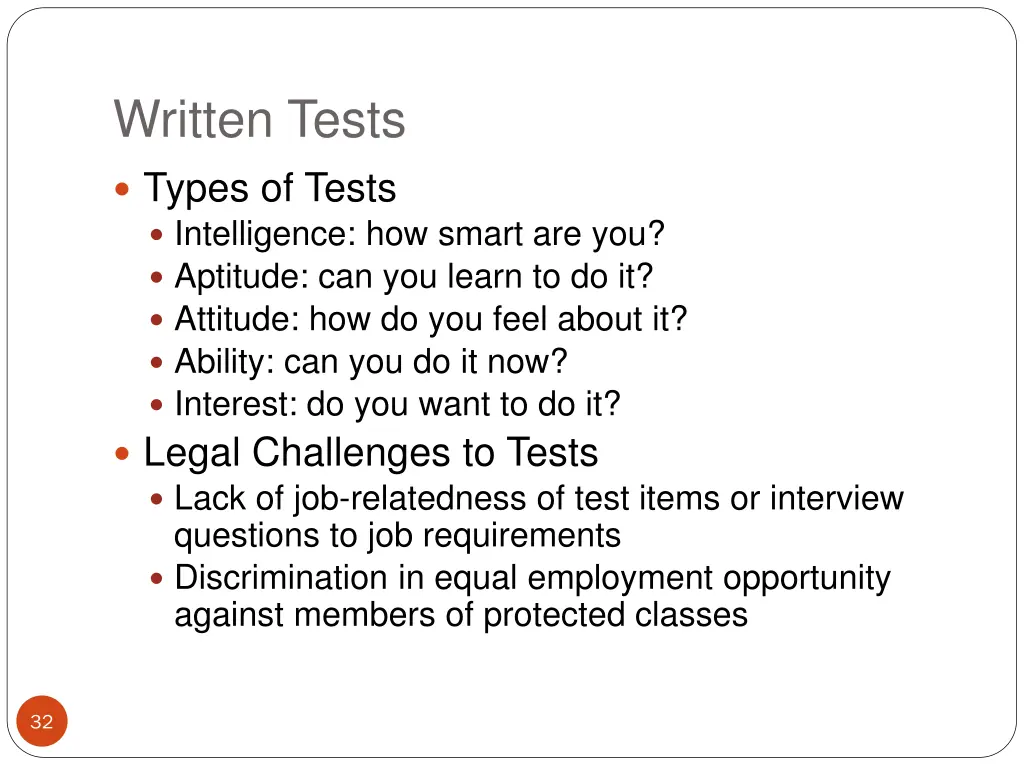 written tests types of tests intelligence