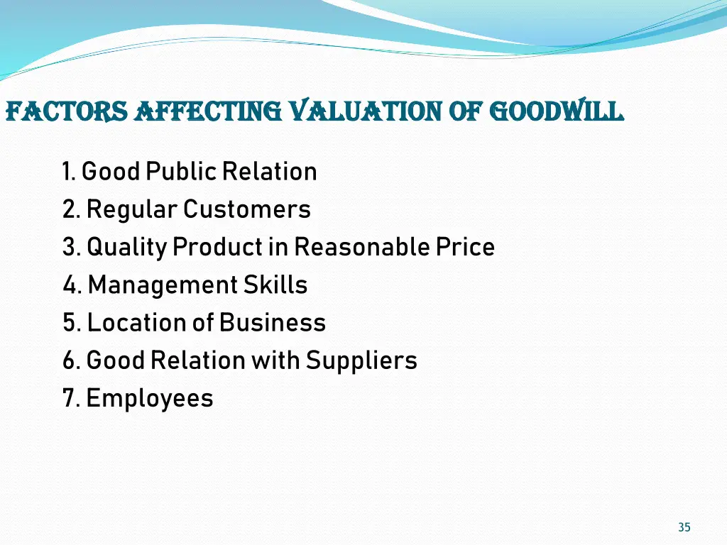 factors affecting valuation of goodwill factors