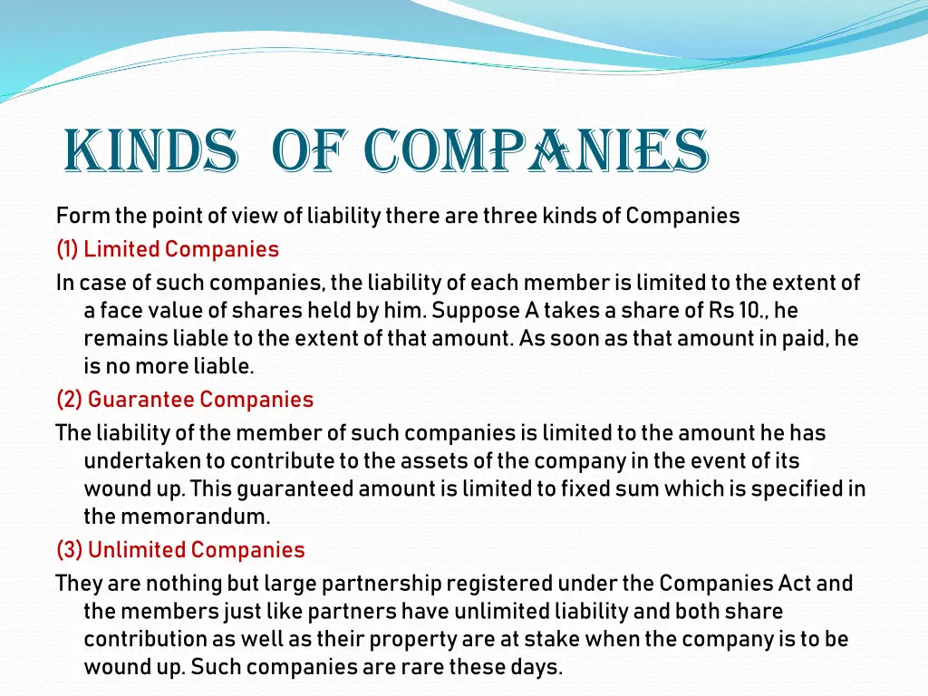 kinds of companies