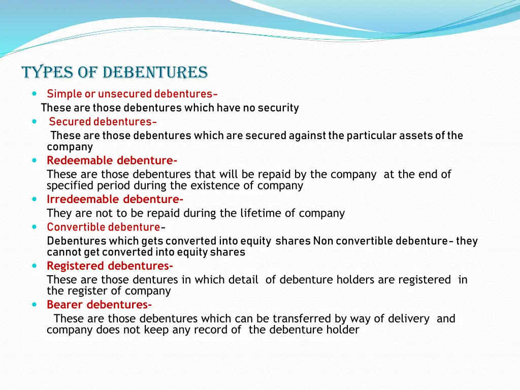 types of debentures simple or unsecured