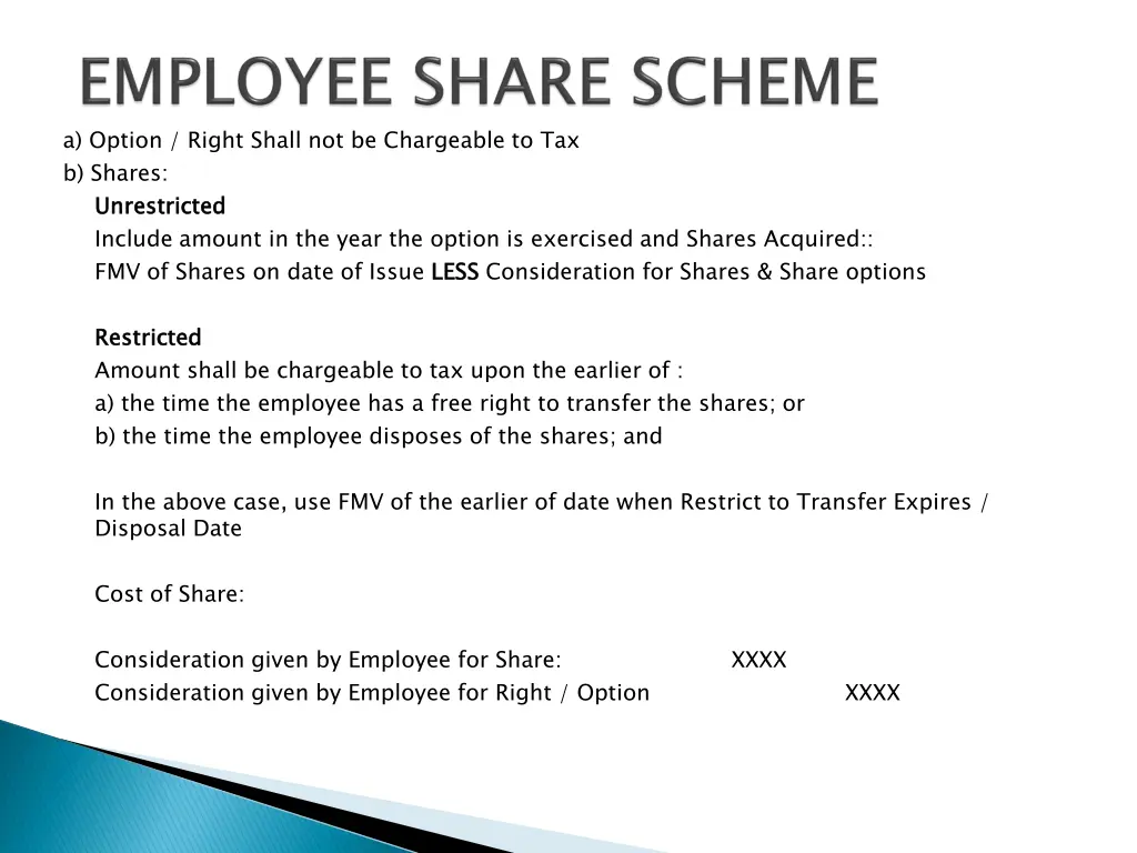 a option right shall not be chargeable