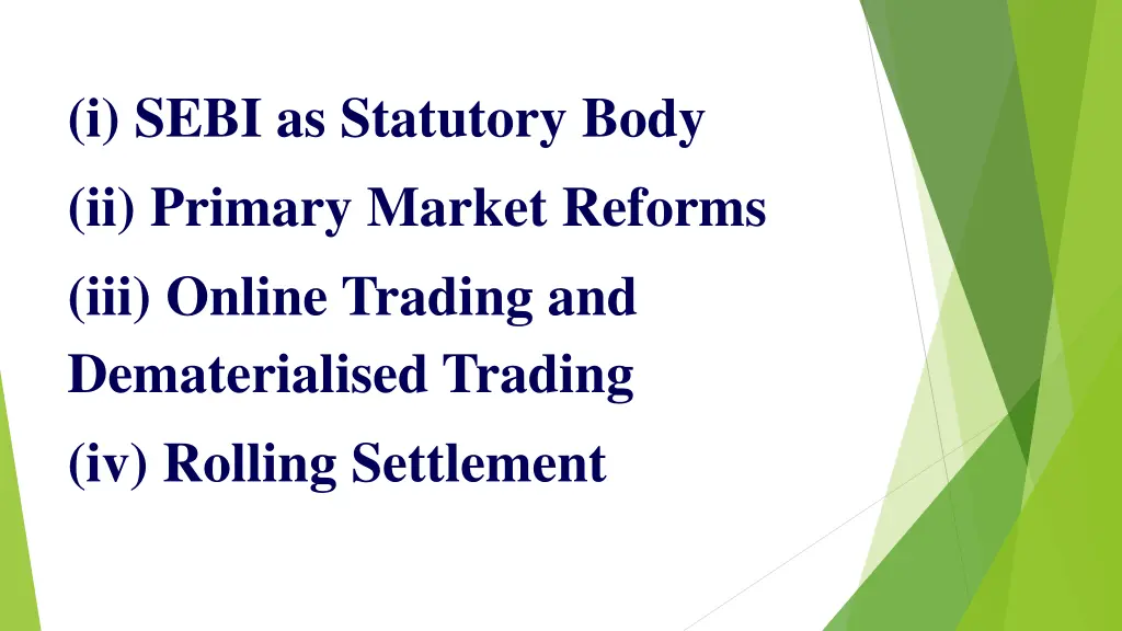 i sebi as statutory body ii primary market
