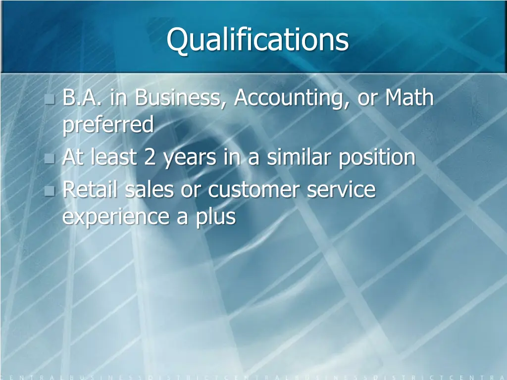 qualifications