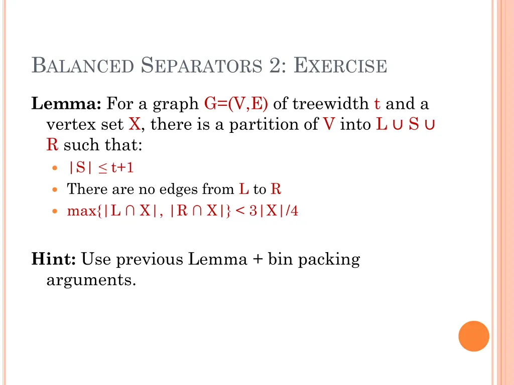 b alanced s eparators 2 e xercise