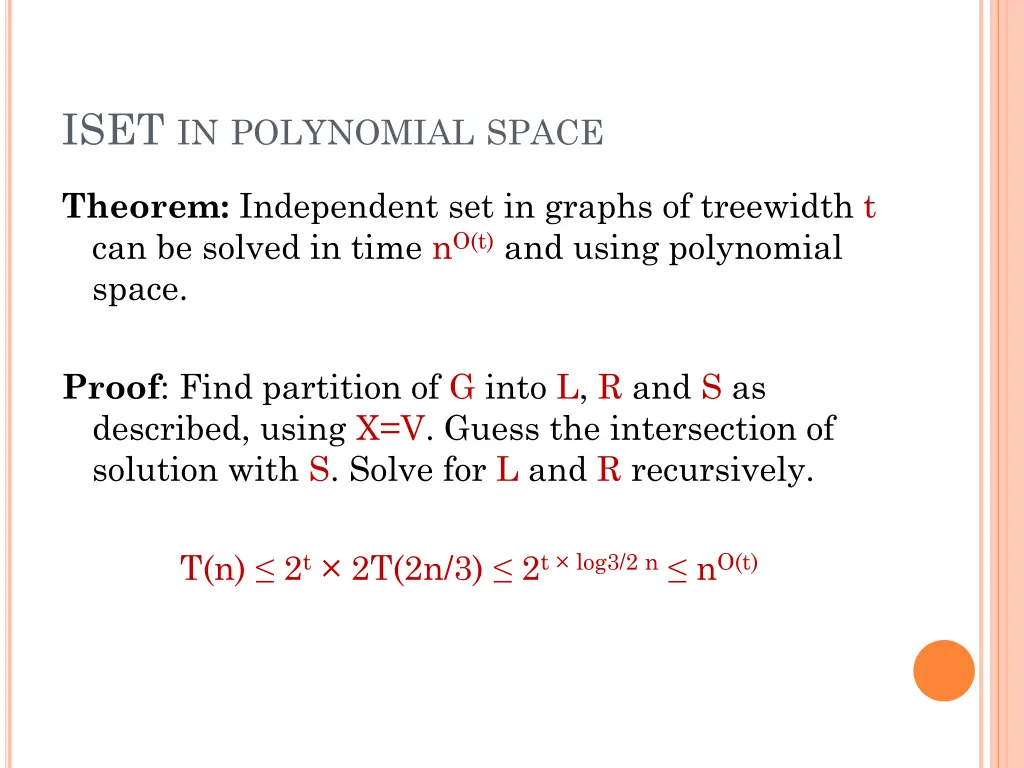 iset in polynomial space