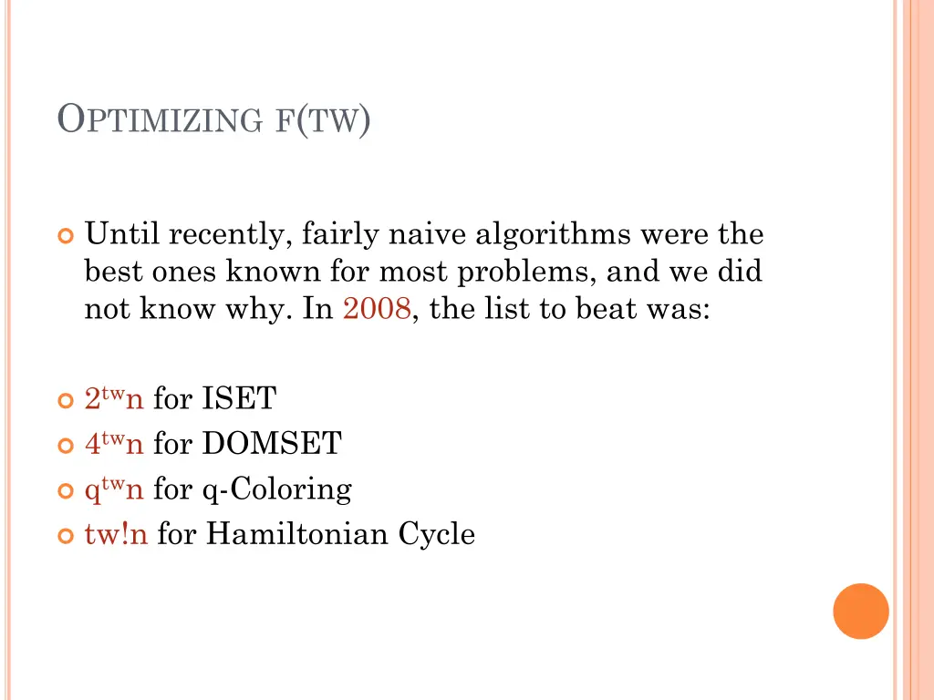 o ptimizing f tw