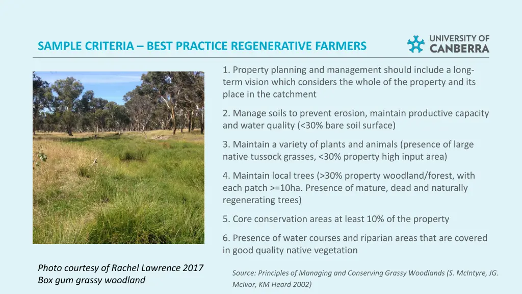 sample criteria best practice regenerative farmers