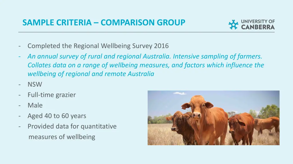 sample criteria comparison group