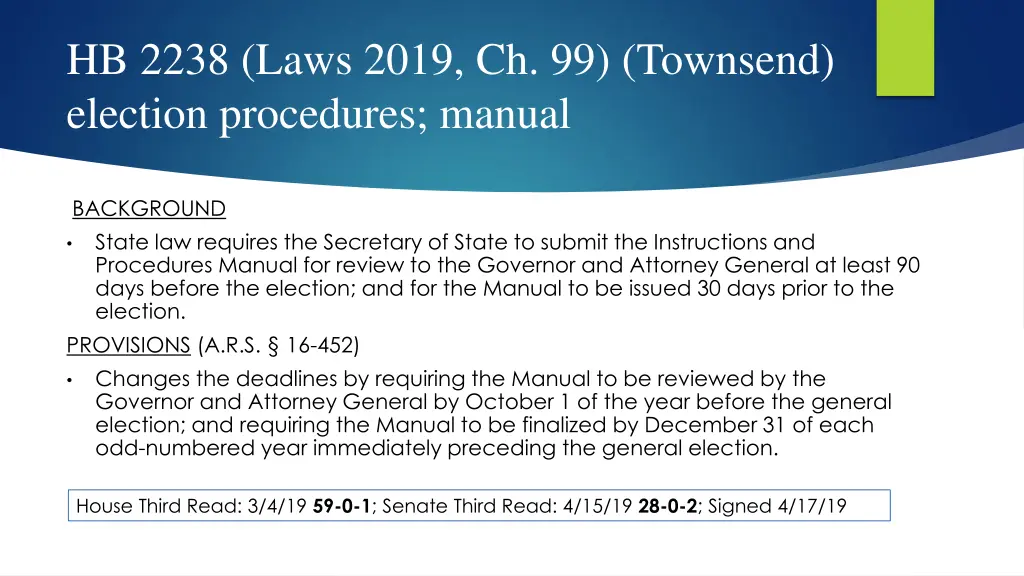 hb 2238 laws 2019 ch 99 townsend election